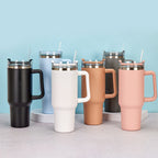 40oz Straw Coffee Insulation Cup With Handle Portable Car Stainless Steel Water Bottle LargeCapacity Travel BPA Free Thermal Mug Pi-Mart