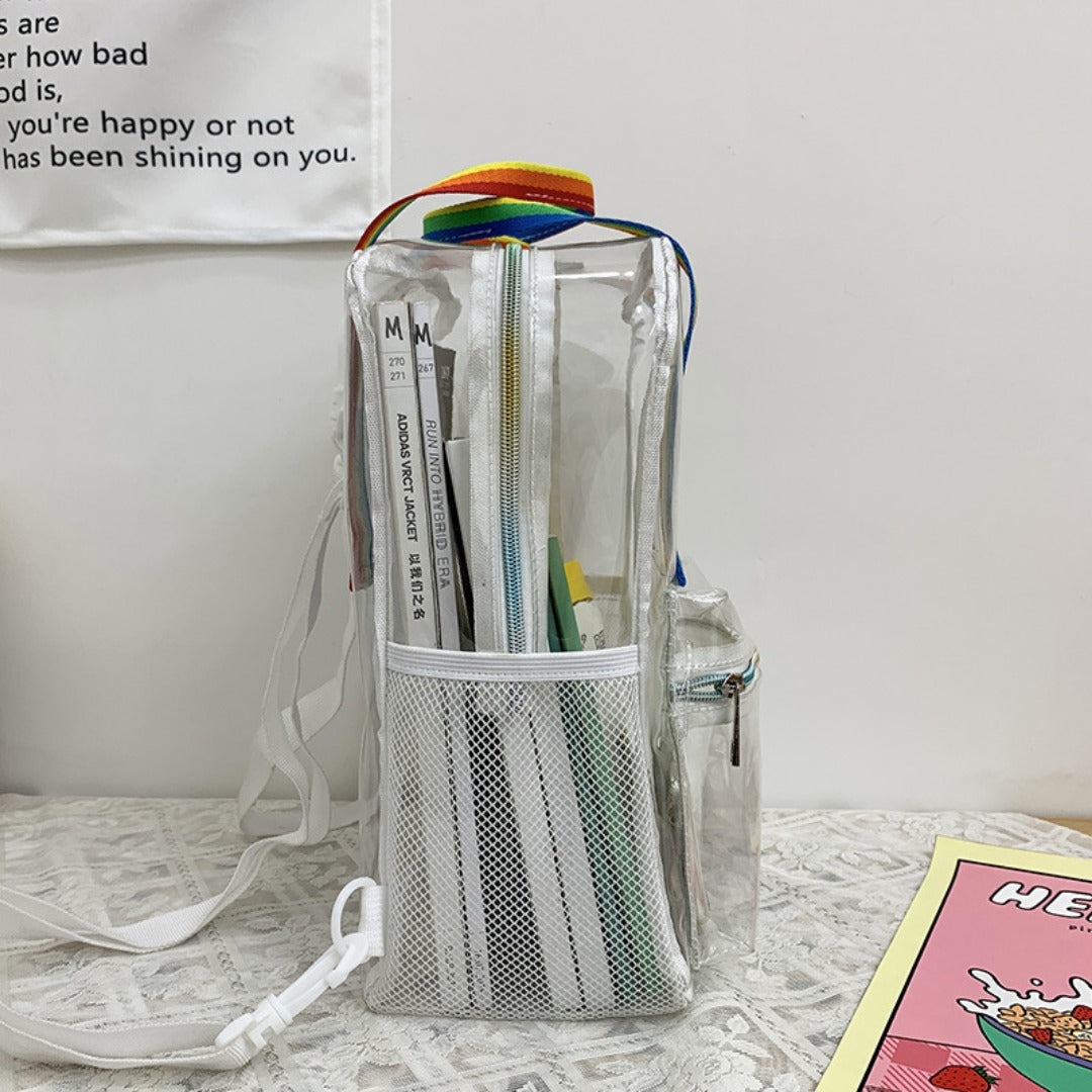Waterproof PVC Backpack Purse with Clear Design, Durable and Stylish, Perfect for Travel, School, and Everyday Use School Bag Summer Waterproof PVC Beach Bag - SJB-DIAMOND ELITES