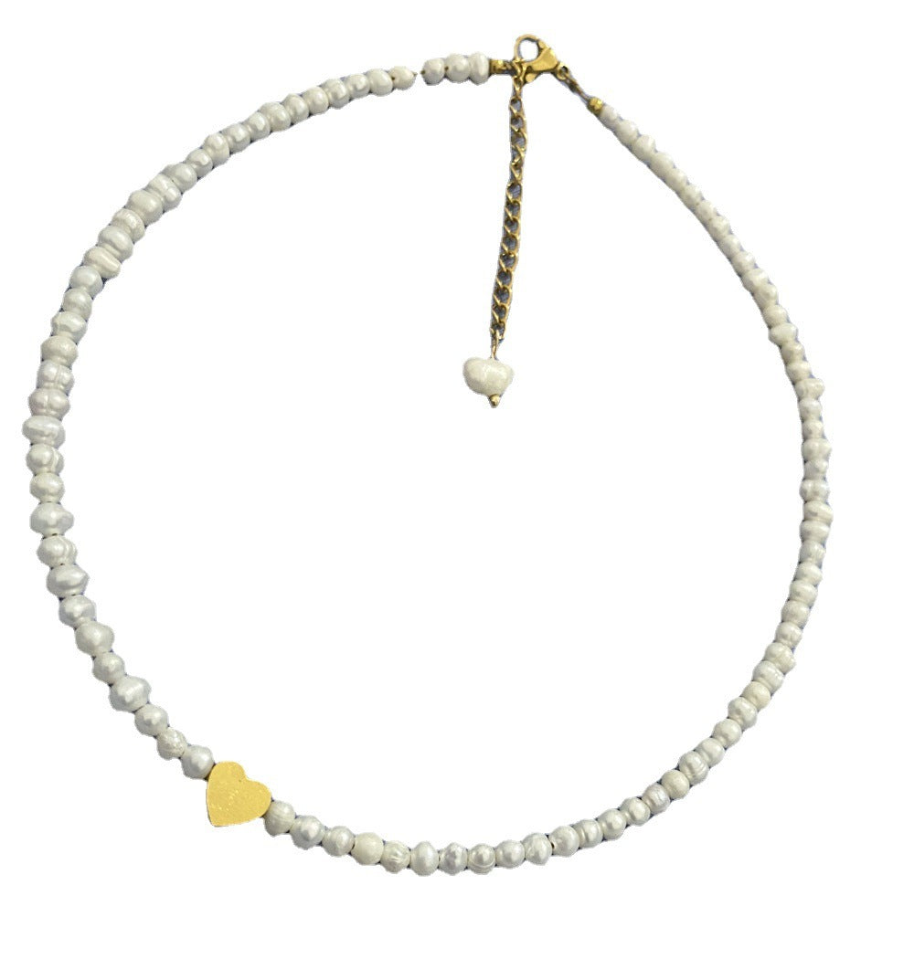 Colorfast Love Natural Small Grain Pearl Necklace Pi-Mart