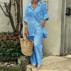 Women's Long-sleeved Cardigan Top Pants Two-piece Suit Pi-Mart