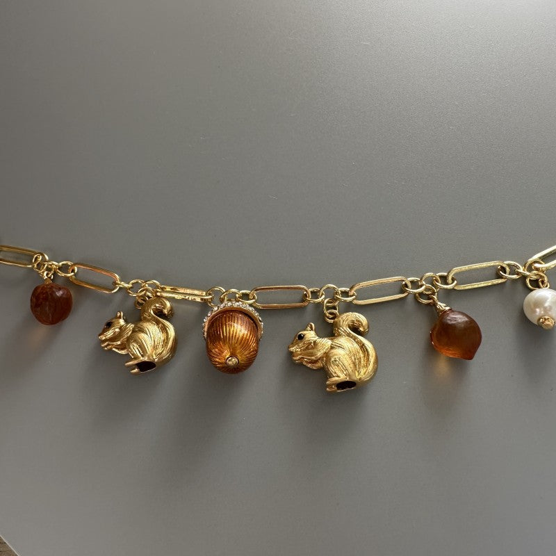 Squirrel Enamel Glazed Pinecone Orange Bracelet Pi-Mart