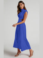 Modern Cutout Mock Neck Sleeveless Ruched Dress Elegant Dress For Women Stevvex