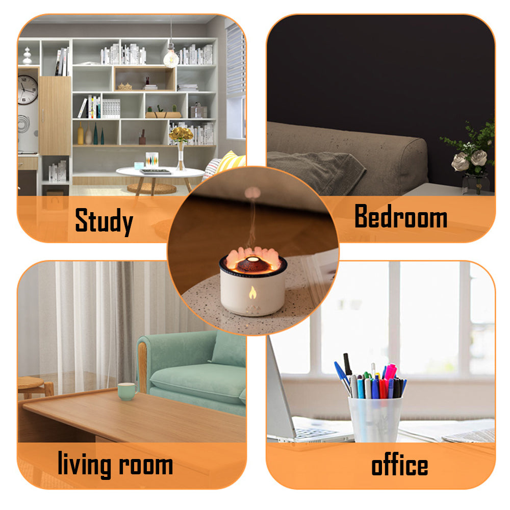 New Creative Ultrasonic Essential Oil Humidifier Volcano Aromatherapy Machine Spray Jellyfish Air Flame Humidifier Diffuser Pi-Mart
