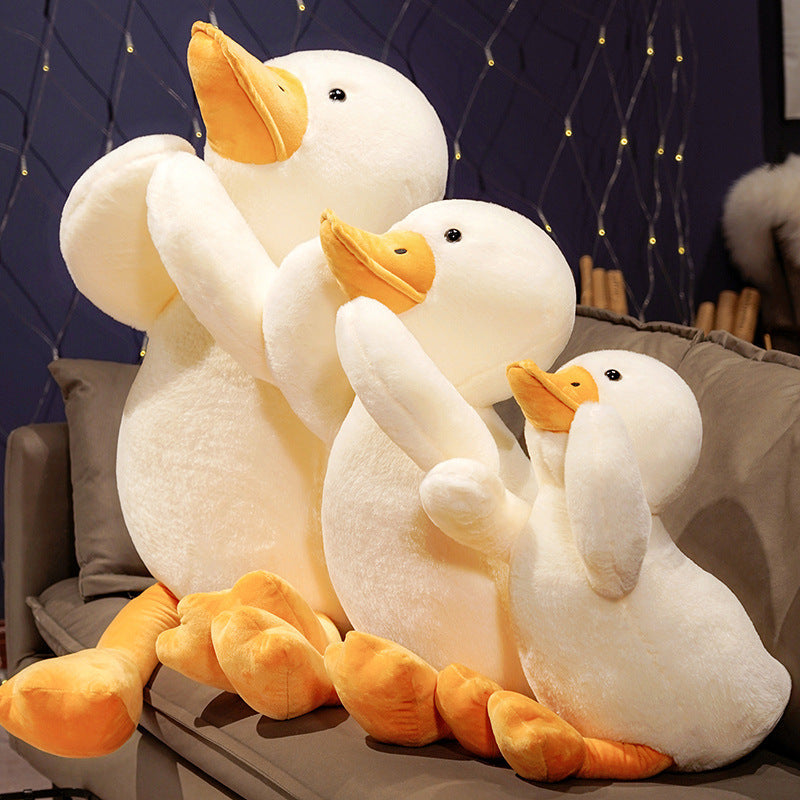 Lying Big White Duck Feather Plush Toy Soft And Adorable Pillow Pi-Mart