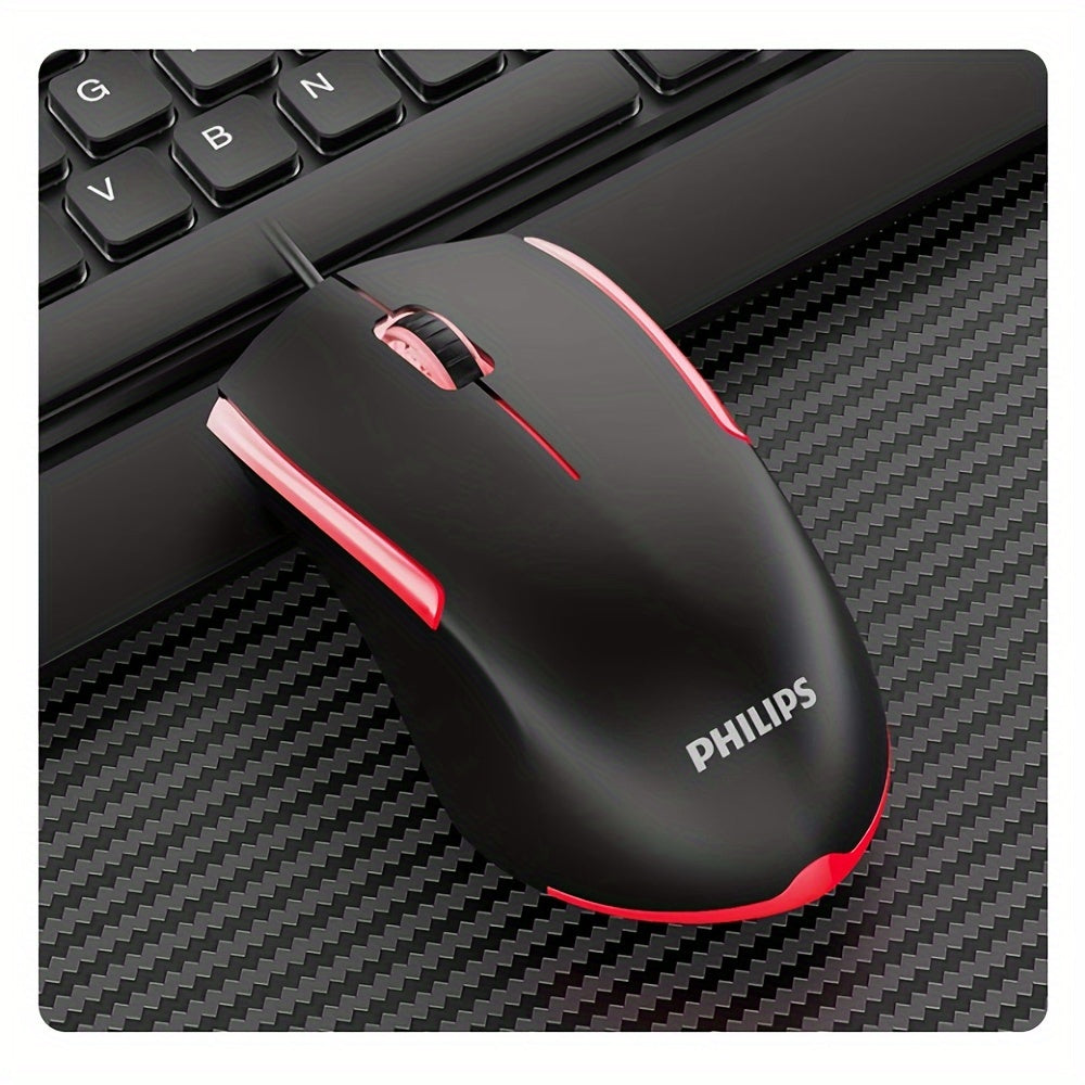 Wired Gaming Mouse with LED Backlight, 1200 DPI Optical Sensor, Ergonomic Design, ESports Games Theme, Right-Hand Orientation, Non-Slip Silicone Rollers, Battery-Free Operation for Windows/PC/Mac/Laptop