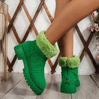 Winter Ankle Boots Fashoin Thick-soled Thickened Snow Boots For Women Plush Shoes Pi-Mart