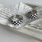 Vintage Grid Enamel Drip Oil Ring Pi-Mart