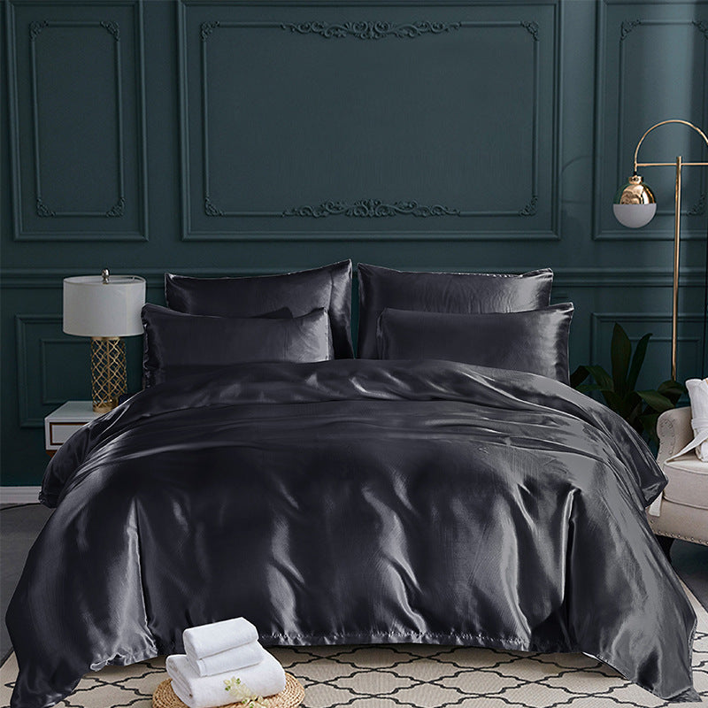 Satin Home Textile Quilt Cover Pillowcase Three-piece Set Pi-Mart