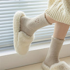 6 Pairs of Ultra Comfy Heart Embroidery Fuzzy Socks, Warm Women's Stockings & Hosiery for Cold Weather Lootquake LLC