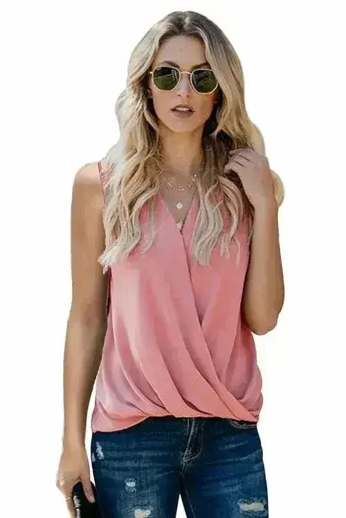 V Neck Draped Tank Top - SJB-DIAMOND ELITES