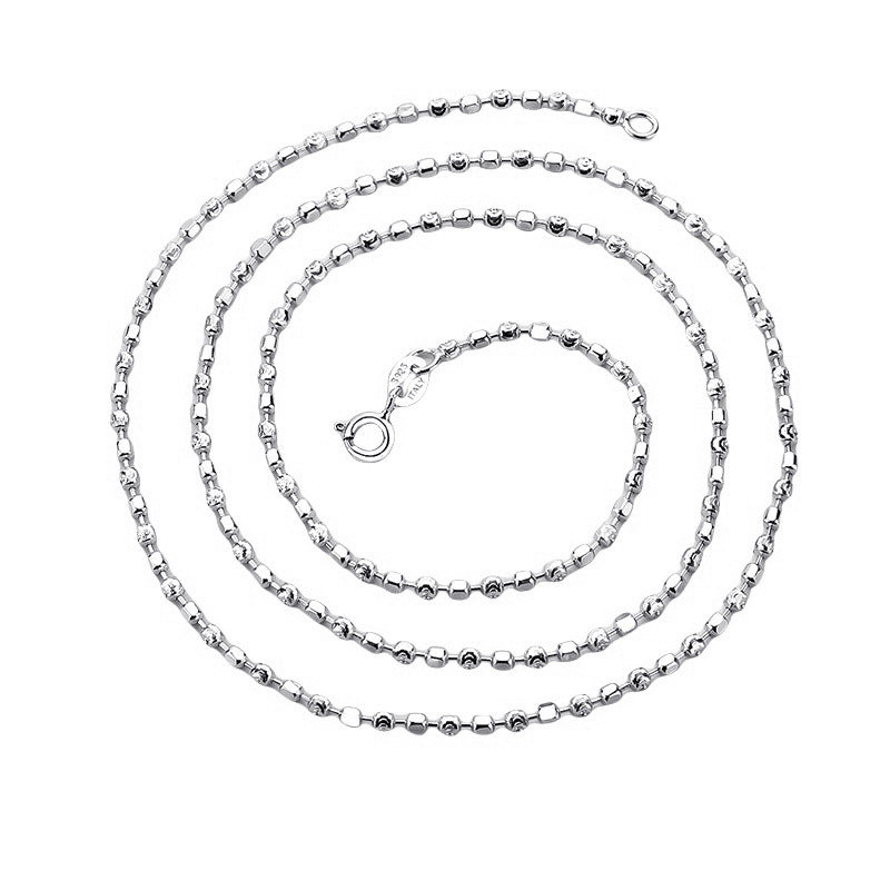 Sterling Silver Moon Beads Hexagon Beads Necklace For Women Pi-Mart