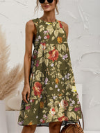 Charming Tiered Printed Round Neck Sleeveless Dress Trendy & Stylish Summer Dress for Women Stevvex