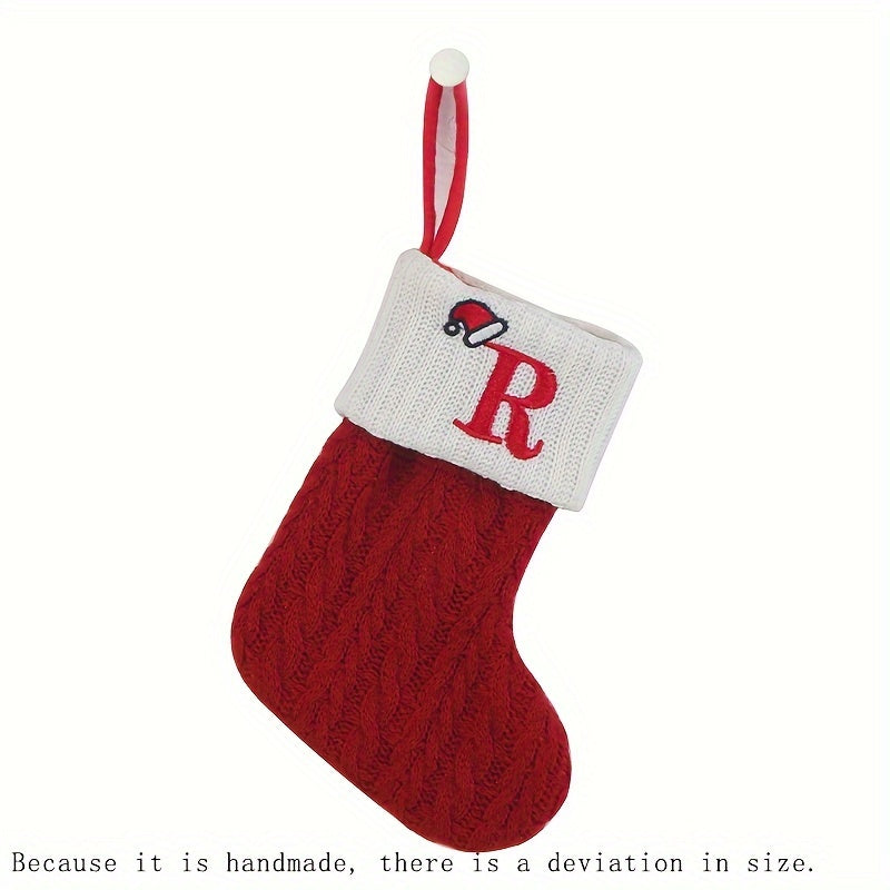 1pc Knitted Christmas Socks Stocking Gift Bag - Embroidered Alphabet, Candy Design, Scene Decor, Room Decor, Home Decor, Holiday Party Decor, Festive Gift Idea for Family and Friends Lootquake LLC