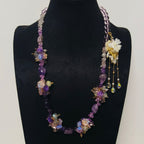 Handmade Premium Crystal Necklace |  Artisan Woven Jewelry with Alloy Accents  | Elegant Sparkling Statement Necklace for Women (MAC345)