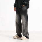 American-style Heavy Washed Black And Gray Straight Jeans Men's Loose Wide Leg Casual Trousers Lootquake LLC
