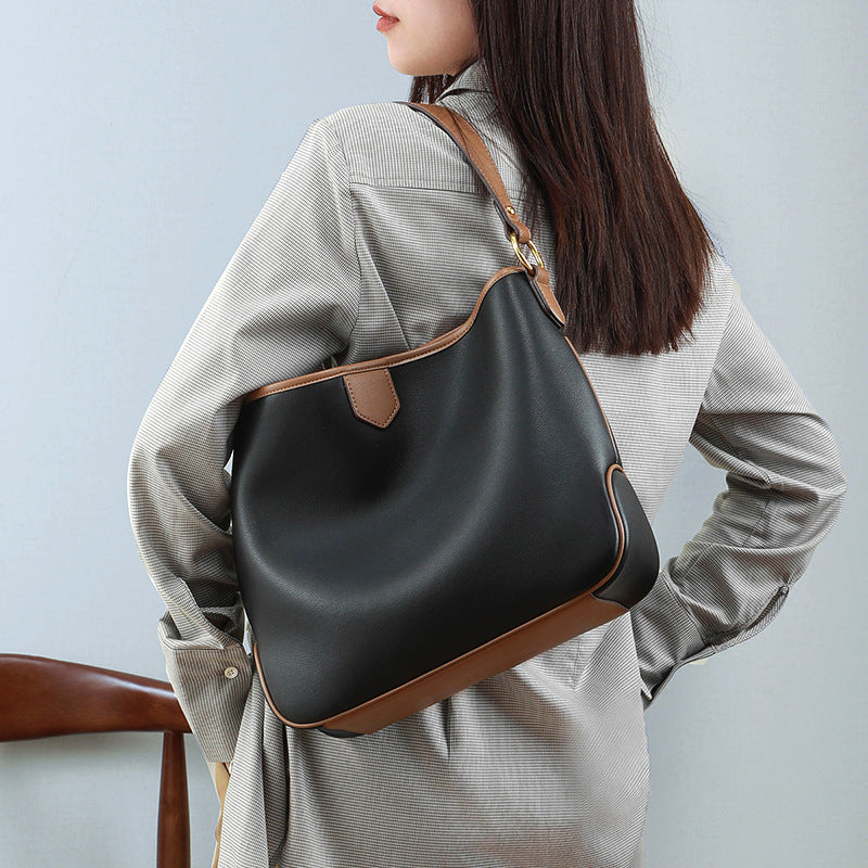 Genuine leather hobo handbags  trendy large-capacity commuter bag 5740 - SJB-DIAMOND ELITES