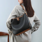Genuine leather hobo handbags  trendy large-capacity commuter bag 5740 - SJB-DIAMOND ELITES