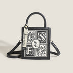 Embroidery small square bag crossbody, versatile casual shoulder bag, Crossbody tote bag small