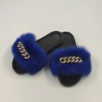 Plush Imitation Fox Fur Flip Flops Fashion Slippers Pi-Mart