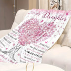 1pc To My Daughter Blanket Love Letter Fleece Blanket, Multi-functional Comfort Throw With Digital Tree Print, Collegiate Style, Special Gift For Daughter Lootquake LLC