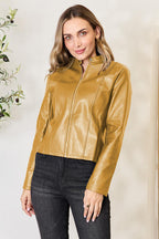 Women Classic Neck Zip-Up Jacket For Everyday Wear Elegant Girls Jacket Stevvex