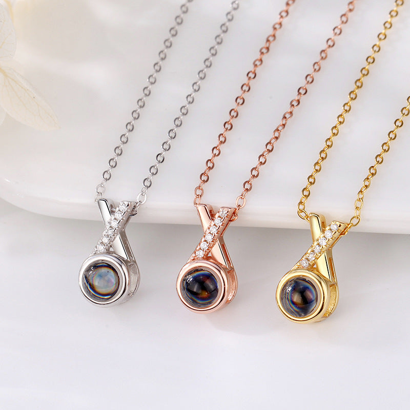 Men's And Women's Fashion Minimalist Clavicle Chain Projection Stone Pi-Mart