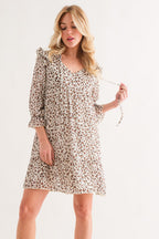 Leopard Ruffle Hem Woven Mini Dress For Women – Leopard Print Dress, Flattering Ruffle Hem Dress, Playful Mini Dress, Animal Print Dress, Chic Leopard Dress