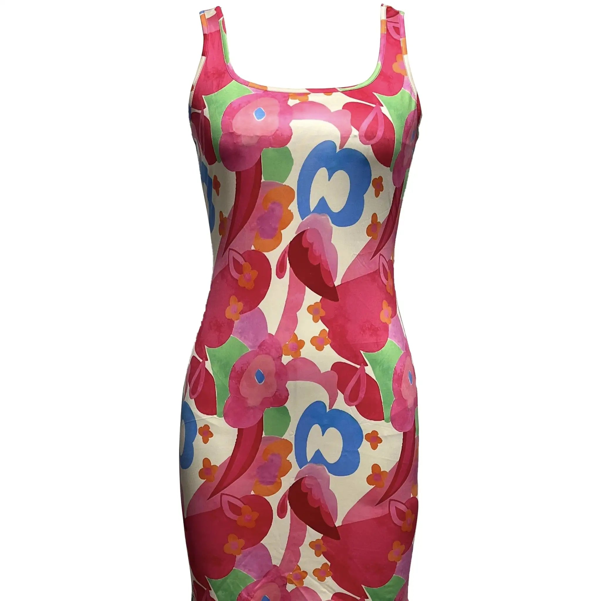 Ladies' Casual Printed Dress With Waist Cinching To Show Off Figure, U-neck Vest, Hip Hugging Dress - SJB-DIAMOND ELITES