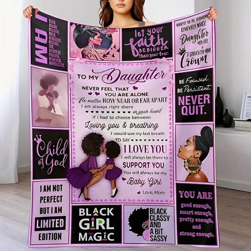 1pc To My Daughter Letter Blanket I Will Always Be There To Support You Love Mom, Women's Blanket Birthday Gift Winter Warm Blanket For Daughter Lootquake LLC
