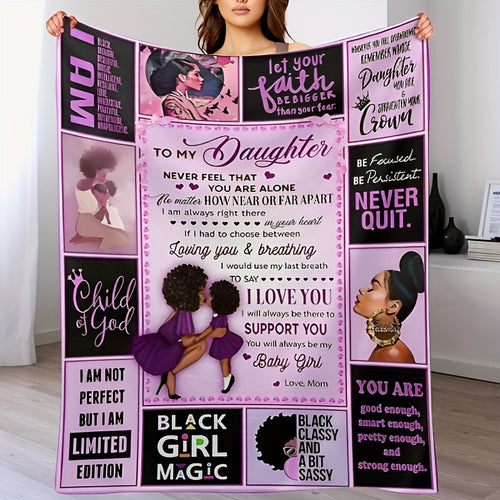 1pc To My Daughter Letter Blanket I Will Always Be There To Support You Love Mom, Women's Blanket Birthday Gift Winter Warm Blanket For Daughter Lootquake LLC
