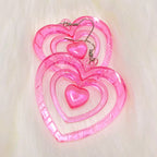 Pink Hollowout Heart Earrings Pi-Mart