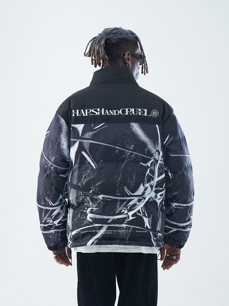 Custom TPU Drop Glue Label Stand-up Collar Warm And Thick Cotton Jacket