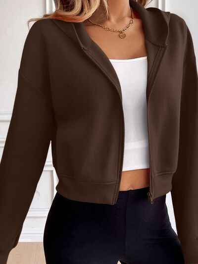 Relaxed Minimalist Zip-Up Dropped Shoulder Hooded Jacket Casual & Comfortable Lightweight Outerwear Stevvex