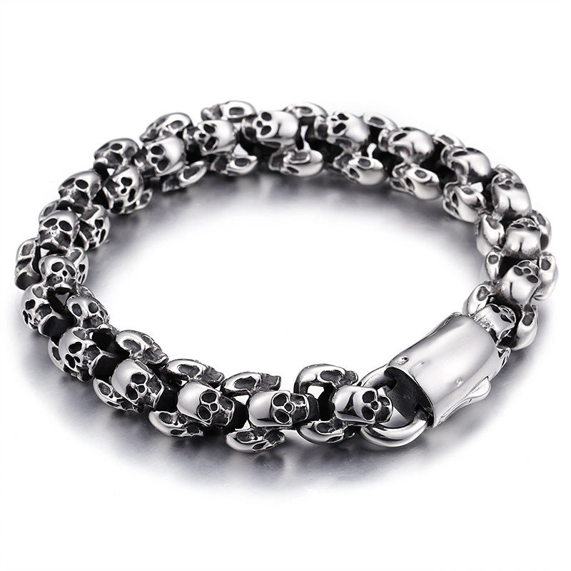 Men's Skull Ghost Head Vintage Stainless Steel Bracelet Pi-Mart