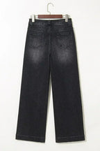Sail Blue Wide Leg Pocketed High Waist Jeans