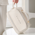 Double layer double zipper makeup bag for women,Large capacity women's cosmetic bag, PU leather toilet bag, cosmetic storage bag, makeup bag organizer, - SJB-DIAMOND ELITES
