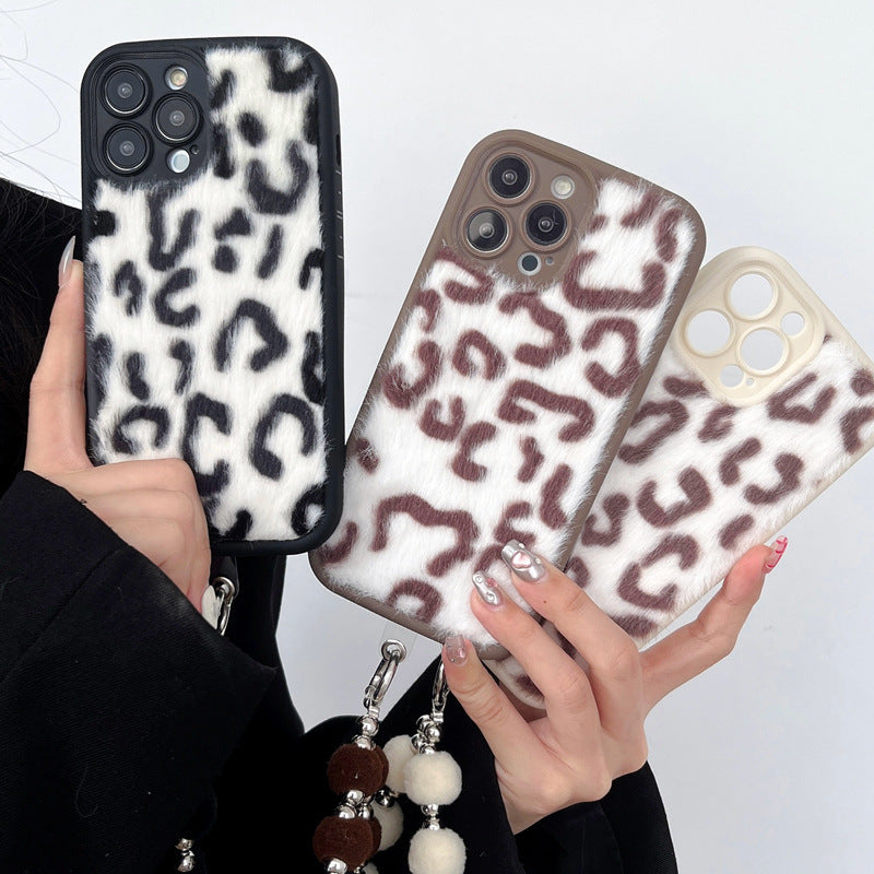 Leopard Printed Plush Phone Case Pi-Mart