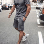 Men's Outfit, Solid Casual Crew Neck Short Sleeve T-Shirt & Drawstring Shorts 2-piece Set For Summer Outdoor Activities Lootquake LLC