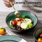 Creative Western  Kiln Change Peacock Green Bowl 30oz Bowl Set Of 4 For Cereal, Salad, Pasta, Soup, Dessert, Serving Dishwasher, Microwave And Oven Pi-Mart