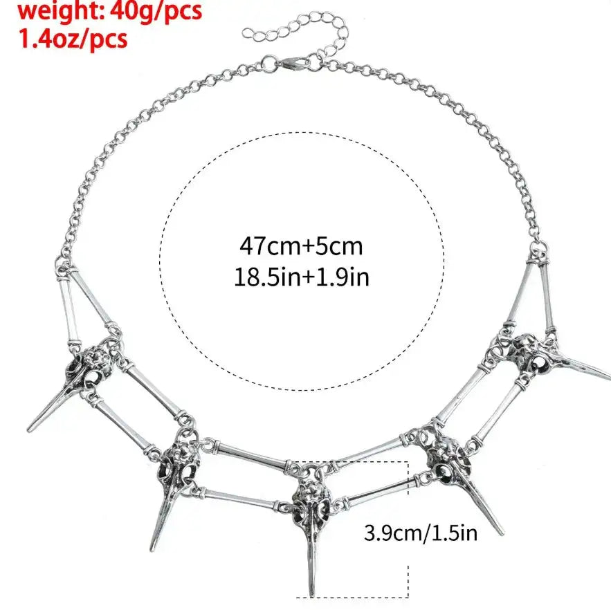 Fashionable New European And American Gothic Bird Skull Necklace
