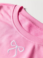Bow Embroidered Sweatshirt and Shorts Set THRIXINE