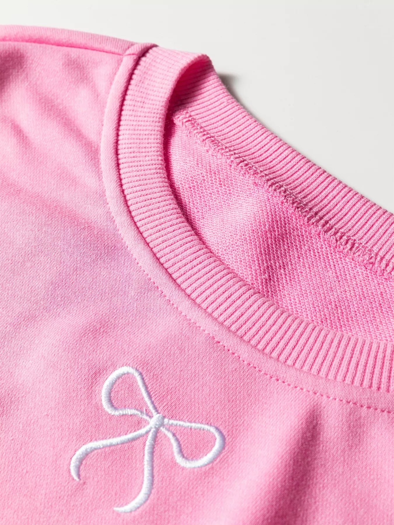 Bow Embroidered Sweatshirt and Shorts Set THRIXINE