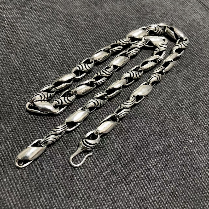 Men's Personality Punk Striped Sterling Silver Necklace Pi-Mart