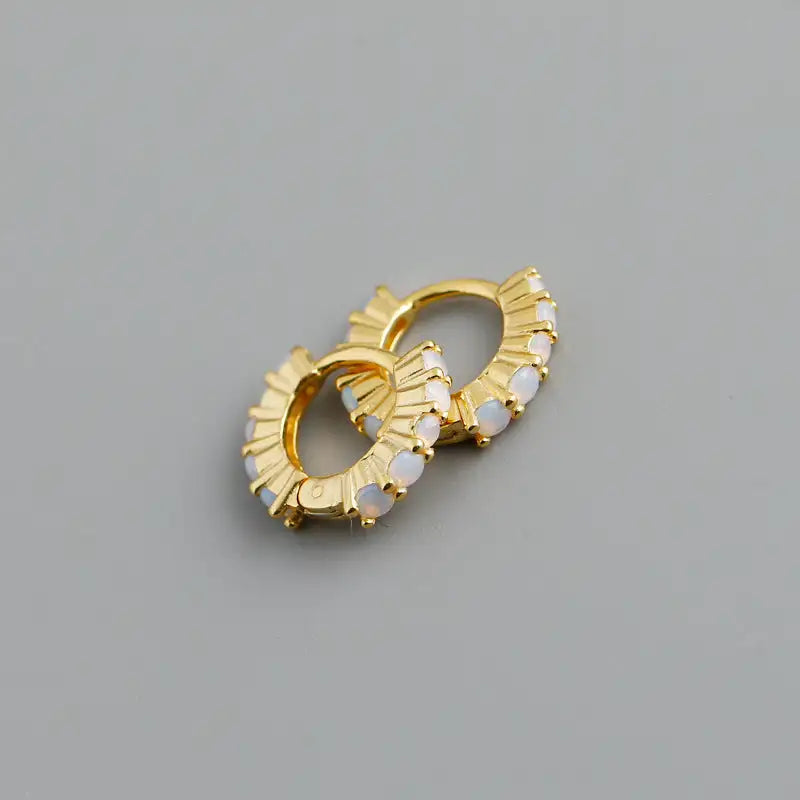 Circle-shaped Diamond Colorful Crystals Opal Zircon S925 Sterling Silver Earrings Lootquake LLC