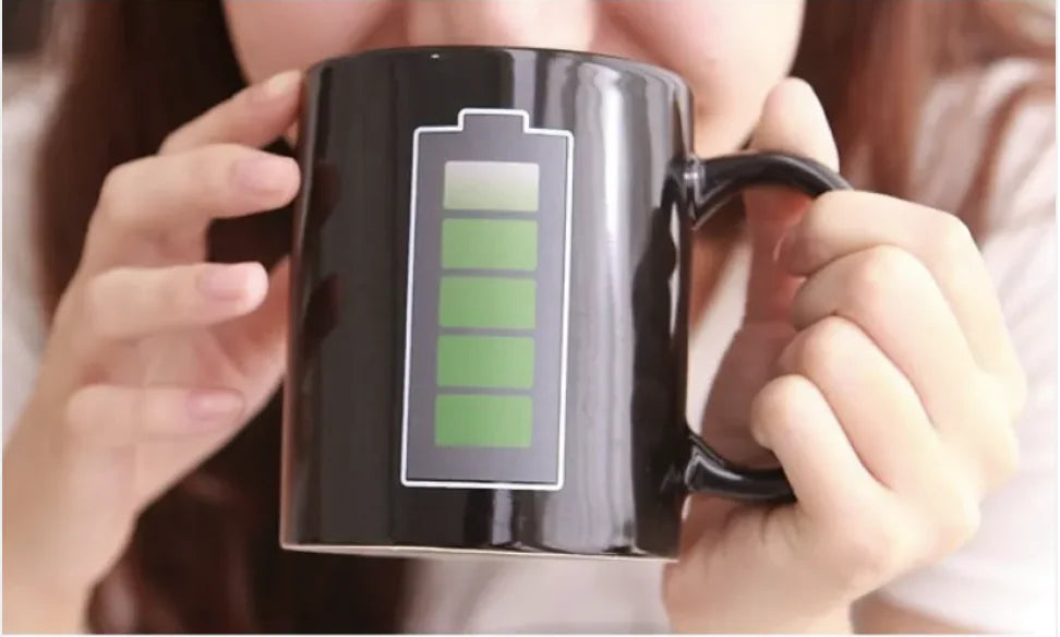 Temperature-Sensitive Ceramic Coffee Mug with Battery Display