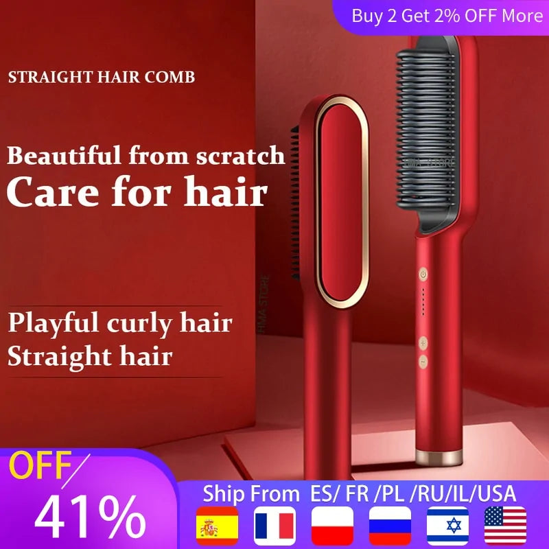 Straighteners Curling Hair Iron Hair Brush Pi-Mart