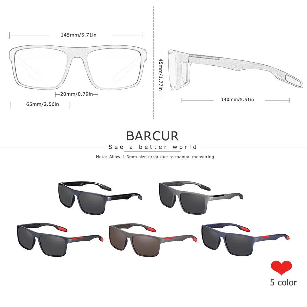 BARCURTR90 Ultralight Polarized Sunglasses for Men Vintage Square Eyewear with UV400 Protection for Summer Stevvex
