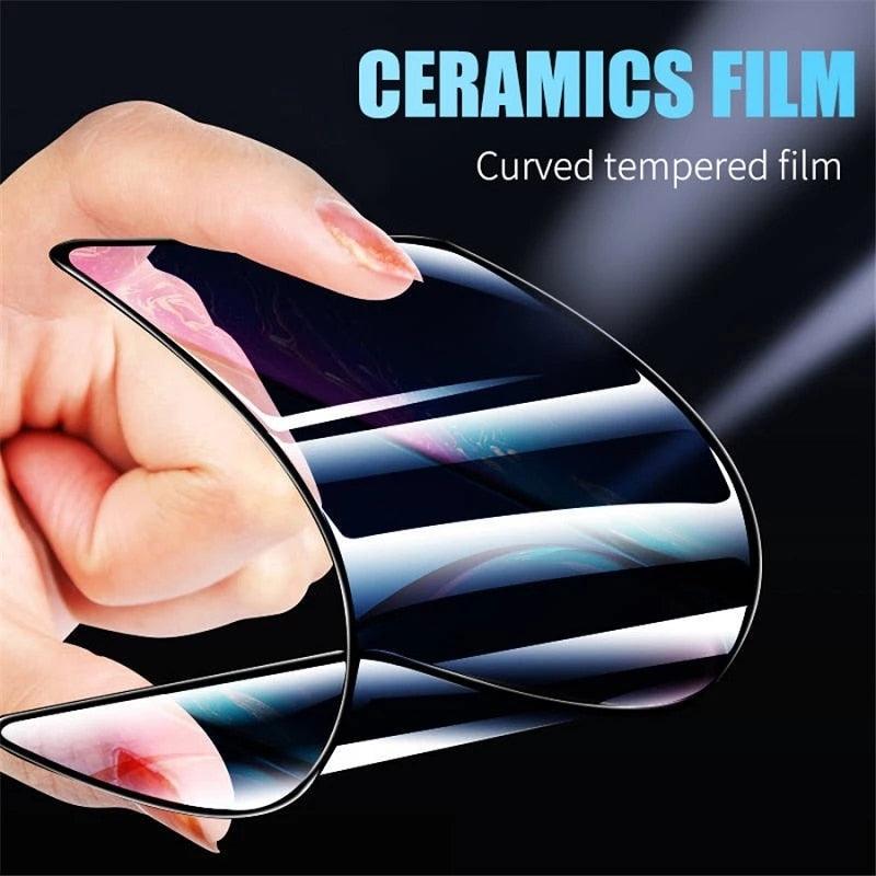 3PCS 100D Ceramic Protective Glass For iPhone 14 13 12 Mini 11 Pro XR XS Max X 8 7 Plus SE 2020 Soft Screen Protector Film Series Tempered Glass Screen Protector Stevvex