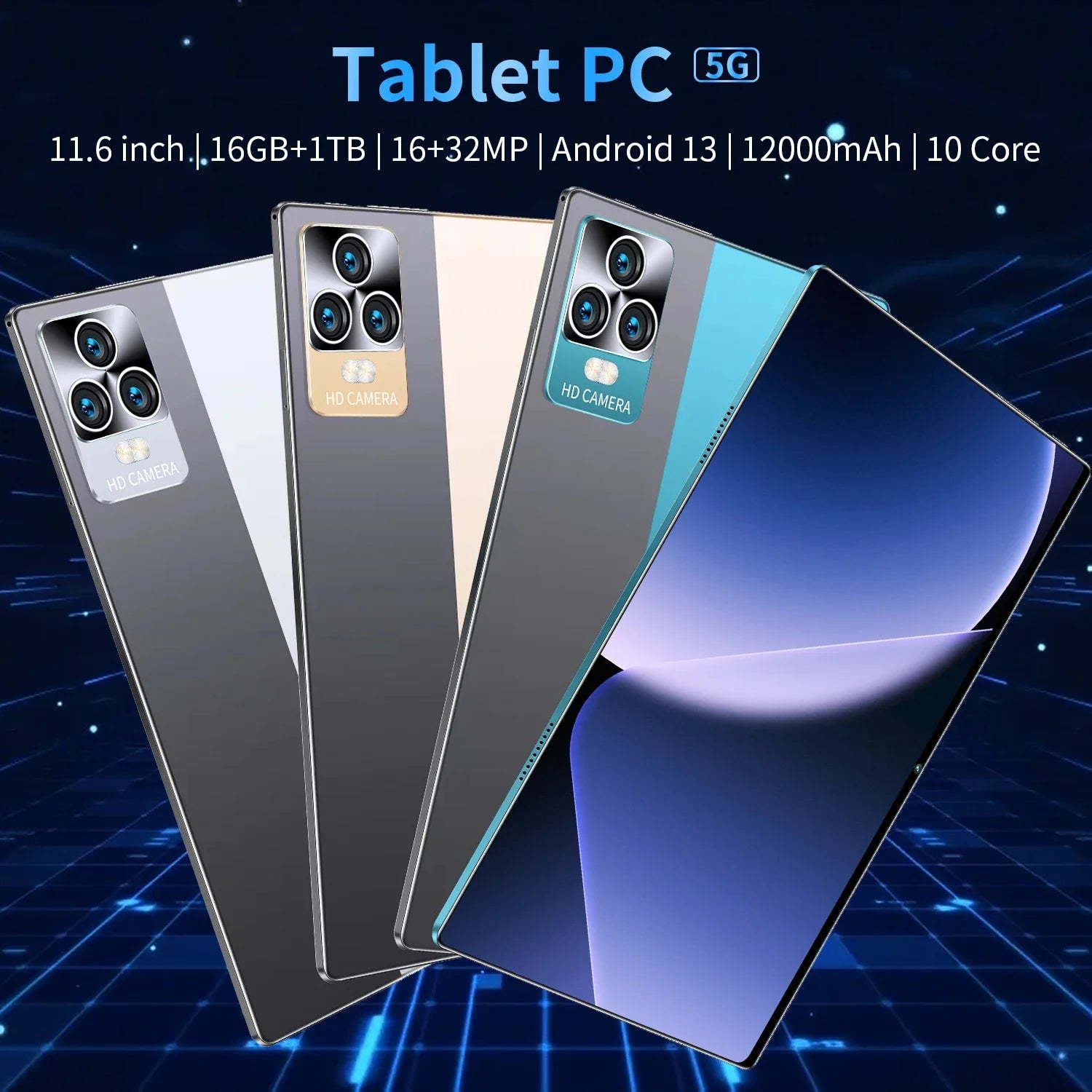 2025 Global Version 10.36 Inch Android 13.0 Tablet Android 16GB Ram 1TB Rom 16MP 32MP 12000mAh Network Bluetooth 5G WIFI Tablets Lootquake LLC