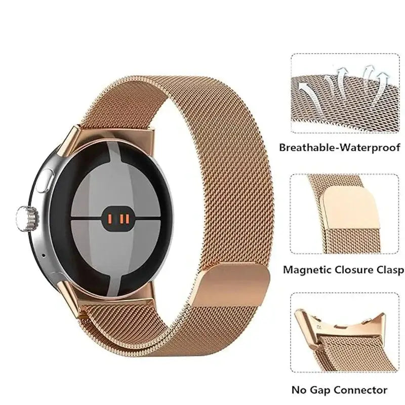 Google Pixel Watch Stainless Steel Band - Magnetic Clasp, Sleek BandsCo Straps